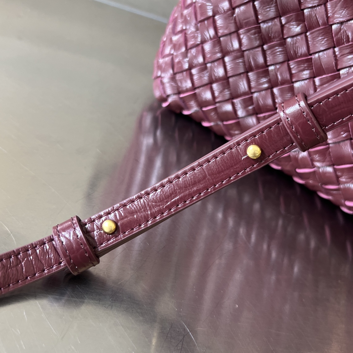 Mini Cabat Intreccio Crocodile Grain Leather Tote Bordeaux